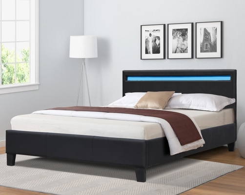 Lit rembourré en cuir à double taille pour chambre moderne