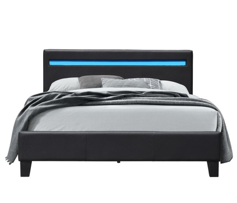 Lit rembourré en cuir à double taille pour chambre moderne