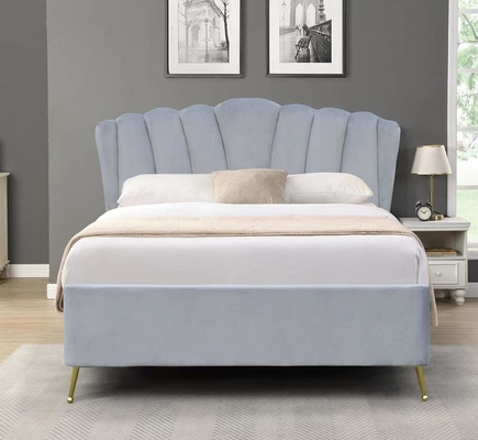 Double taille Bsci Ascenseur de rangement cadre de lit élégant gris velours tissu ottoman
