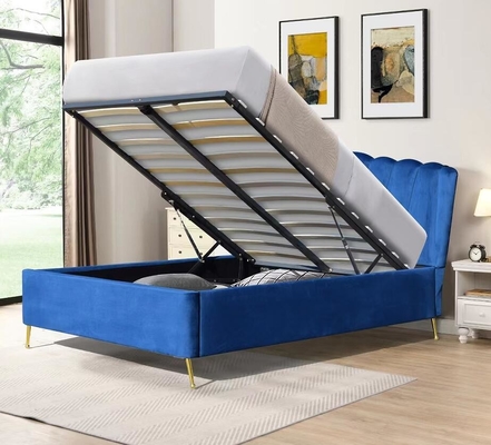 Double taille Bsci Ascenseur de rangement cadre de lit élégant gris velours tissu ottoman