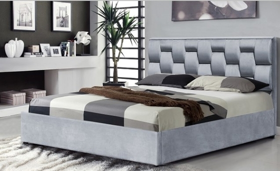 Lit rembourrée Trundle Lit de jour Tissu de velours Cadre de lit de rangement Avec tête de lit à la mode