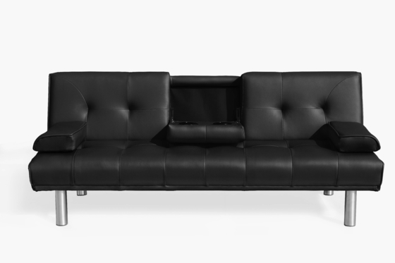 Un canapé pliable qui est disponible en plusieurs couleurs et peut être transformé en lit.