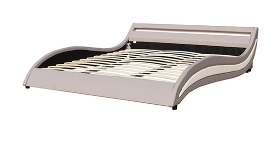 Moderne style LED Lumière cuir Lit rembourrée Pour chambre