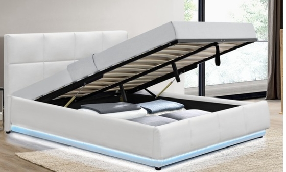 Couleur optionnelle Lit de stockage en faux cuir avec lumière LED pour un bon sommeil