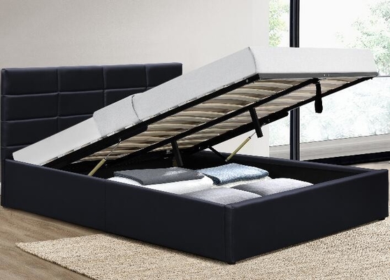Lit de plateforme rembourrée avec rangement au gaz, cadre de lit pleine taille avec rangement en dessous