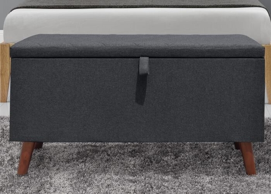 Grey Fabric Storage Ottoman foncé