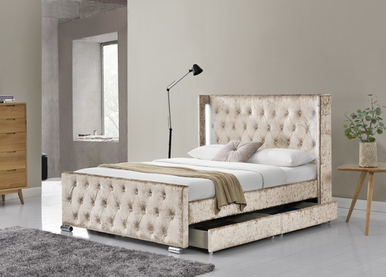 La taille de la Reine de tissu de LED a tapissé le cadre de lit de plate-forme avec 4 tiroirs