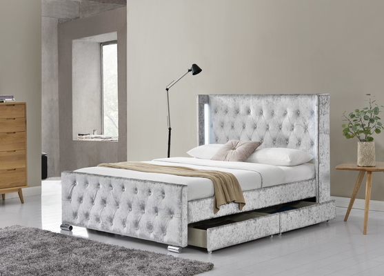 La taille de la Reine de tissu de LED a tapissé le cadre de lit de plate-forme avec 4 tiroirs