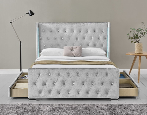 La taille de la Reine de tissu de LED a tapissé le cadre de lit de plate-forme avec 4 tiroirs