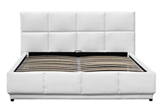 Cuir blanc européen moderne de Faux de lit de plate-forme de stockage de luxe avec la lumière 180*200cm de LED