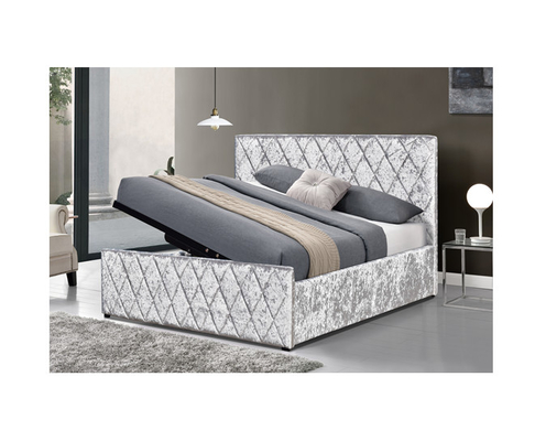 Écrasez le lit léger d'ascenseur de gaz de Grey Velvet Bed Frame Fabric avec le certificat du stockage EMC