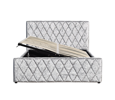 Écrasez le lit léger d'ascenseur de gaz de Grey Velvet Bed Frame Fabric avec le certificat du stockage EMC
