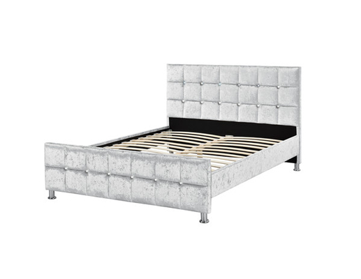 Cadre de lit de taille de Crystal Button European Style King avec le tissu de velours écrasé par tête de lit