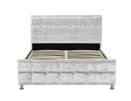 Cadre de lit de taille de Crystal Button European Style King avec le tissu de velours écrasé par tête de lit