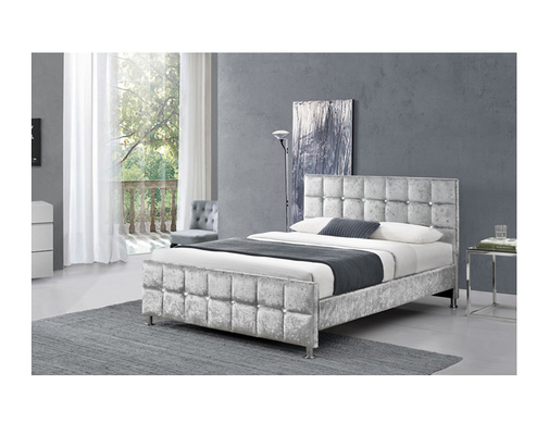 Cadre de lit de taille de Crystal Button European Style King avec le tissu de velours écrasé par tête de lit