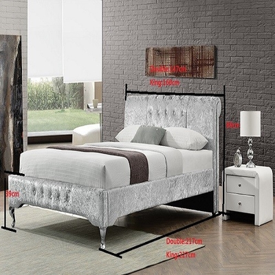 Lit de Sleigh tapissé en cuir blanc de plate-forme d'OEM avec Diamond Buttons BSCI
