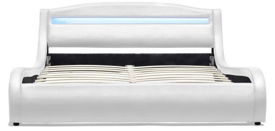 La double LED blanche a tapissé le cadre de lit avec le petit lit de Sleigh capitonné en cuir de lumières