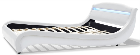 La double LED blanche a tapissé le cadre de lit avec le petit lit de Sleigh capitonné en cuir de lumières