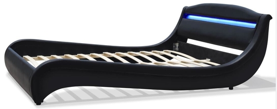 ROSH LED a tapissé le cadre en bois en cuir de lit du Roi Size Low Modern de Faux de noir de contreplaqué de lit