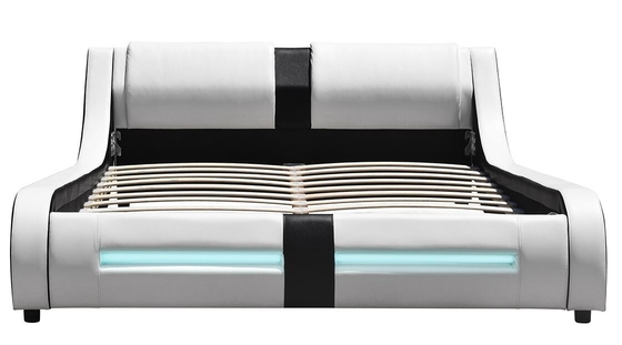 De luxe en cuir du Roi Bed Frame Curve de Faux moderne de LED tapissé