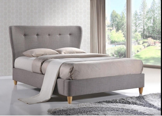 Lit tapissé par enfants de double de tissu avec la tête de lit grande tuftée