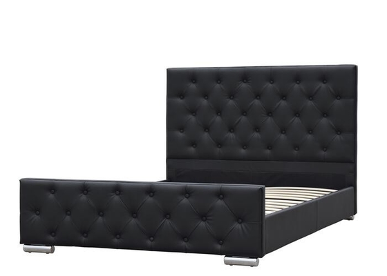 Style en cuir écrasé de l'Europe de Faux noir de contreplaqué de cadre du Roi Size Upholstered Bed de velours