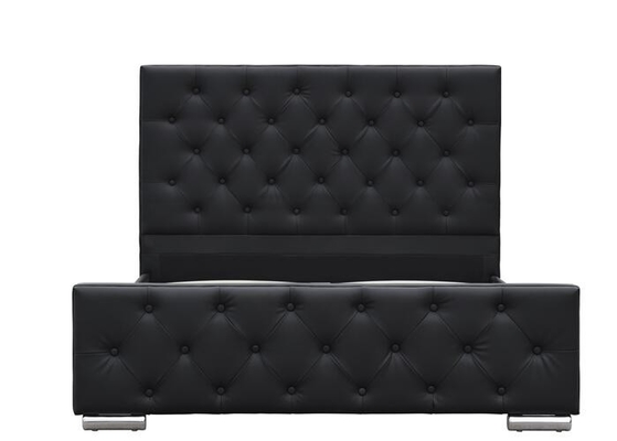 Style en cuir écrasé de l'Europe de Faux noir de contreplaqué de cadre du Roi Size Upholstered Bed de velours