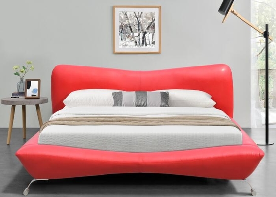 Le Roi de luxe Size de contreplaqué de Faux de cadre en cuir rouge de lit 84cm