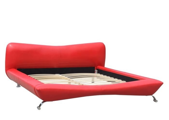 Le Roi de luxe Size de contreplaqué de Faux de cadre en cuir rouge de lit 84cm