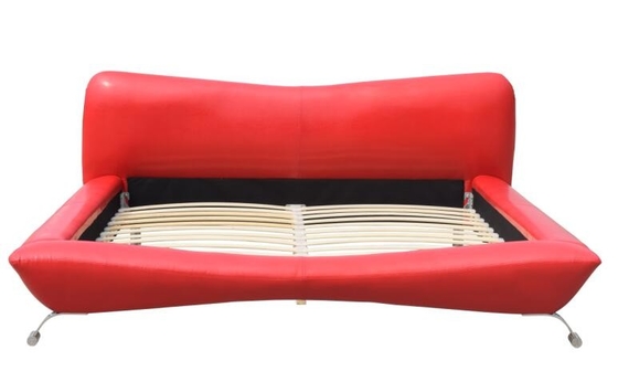 Le Roi de luxe Size de contreplaqué de Faux de cadre en cuir rouge de lit 84cm