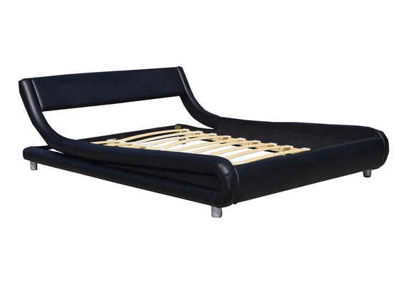 Cadre en cuir de lit du Roi Single Curved Headboard de tête de lit de cadre de lit de Faux noir