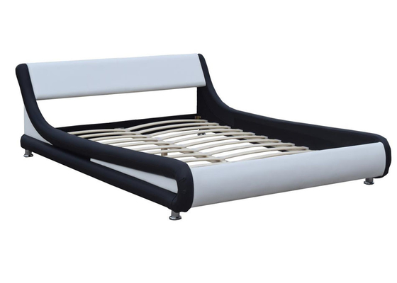 Cadre en cuir de lit du Roi Single Curved Headboard de tête de lit de cadre de lit de Faux noir