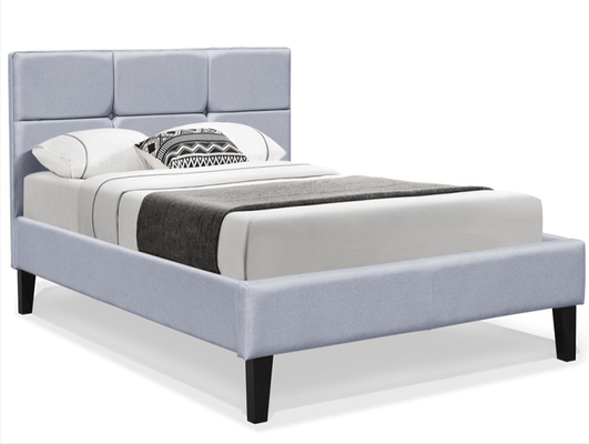 Plate-forme Grey Wooden Ottoman Bed de matelas de cadre de lit de tissu de taille de la Reine de contreplaqué