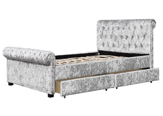 Lit de rangement en tubes de taille King Chesterfield avec quatre tiroirs