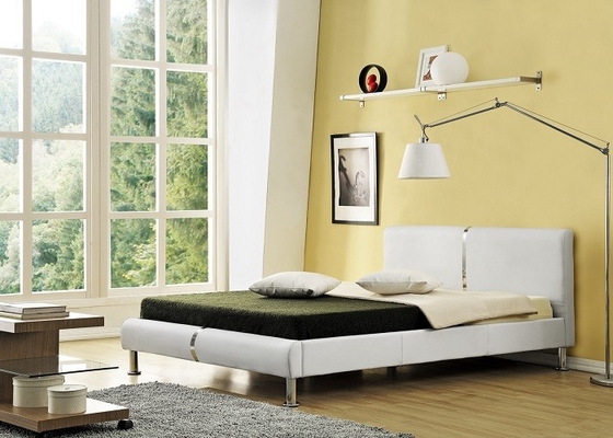 Certification en cuir de la CE ROSH BSCI de lit de Faux simple de chambre à coucher
