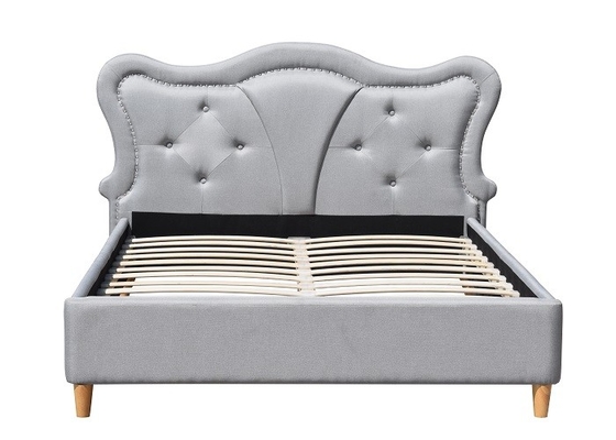 Les enfants de Nailhead ont tapissé la tête de lit de Grey Linen Button Tufted Curved d'équilibre de lit