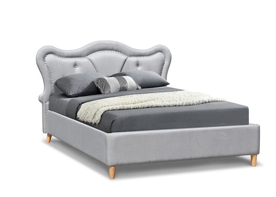 Les enfants de Nailhead ont tapissé la tête de lit de Grey Linen Button Tufted Curved d'équilibre de lit