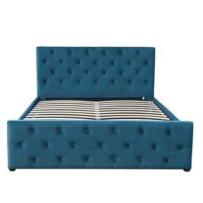 Le Roi tufté Size Gas Lift de bouton de tissu de lit de stockage de pied de lit de tête de lit