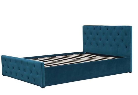 Le Roi tufté Size Gas Lift de bouton de tissu de lit de stockage de pied de lit de tête de lit