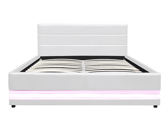Le double en cuir blanc de stockage d'ascenseur de gaz enfoncent le tissu moderne tapissé avec la lumière de LED