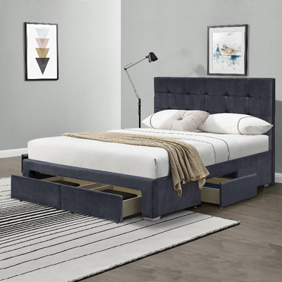 ODM d'OEM écrasé crème de taille de cadre de lit de velours de 4 tiroirs double