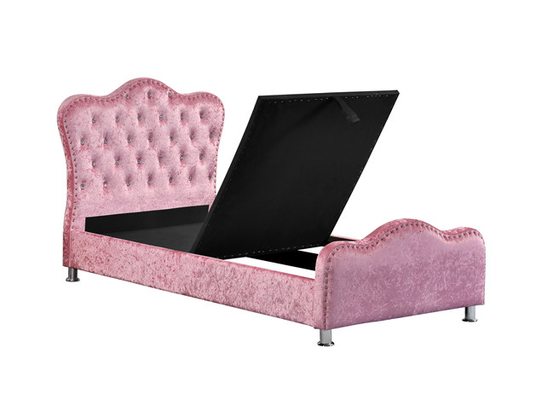 Le tissu rose adapté aux besoins du client de velours a écrasé le double lit de velours avec le stockage