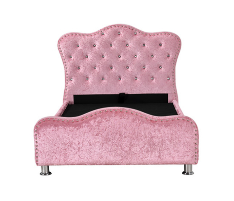 Le tissu rose adapté aux besoins du client de velours a écrasé le double lit de velours avec le stockage