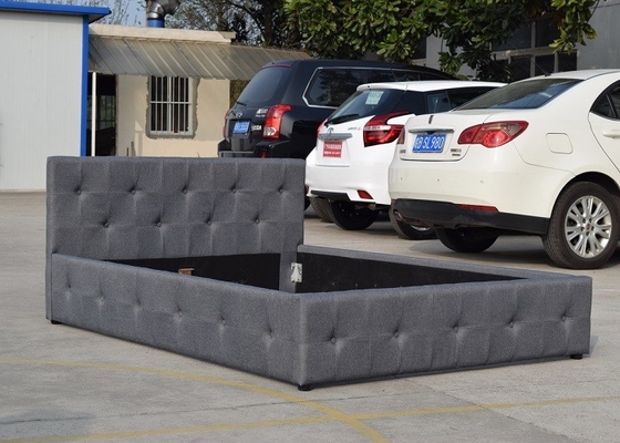 Tête de lit de tissu tapissée par lit tufté de stockage d'ascenseur de gaz de la Reine