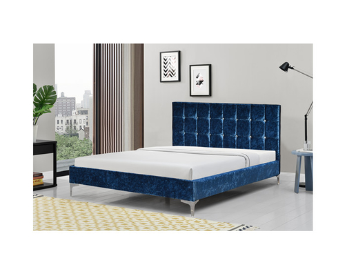 Meubles écrasés normaux de lit de tissu de velours de lamelle en bois