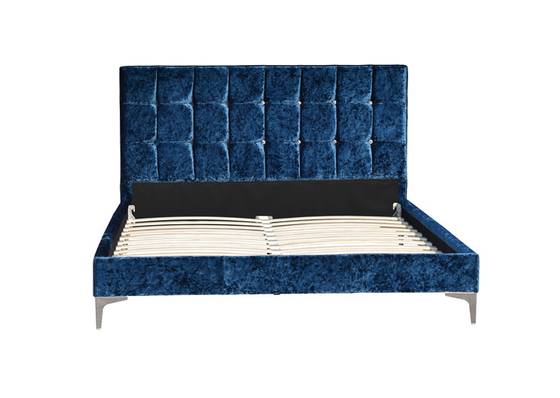 Meubles écrasés normaux de lit de tissu de velours de lamelle en bois