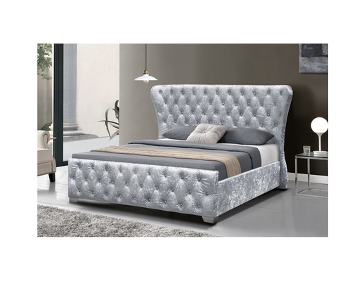 Cadre à la maison écrasé de lit de meubles de double de velours avec des boutons