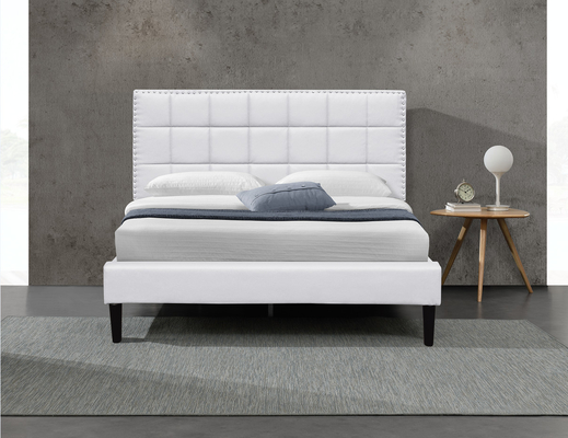 Cadre tufté 140X190Cm de lit de tête de lit du Roi Upholstered Storage Bed de place blanche d'unité centrale