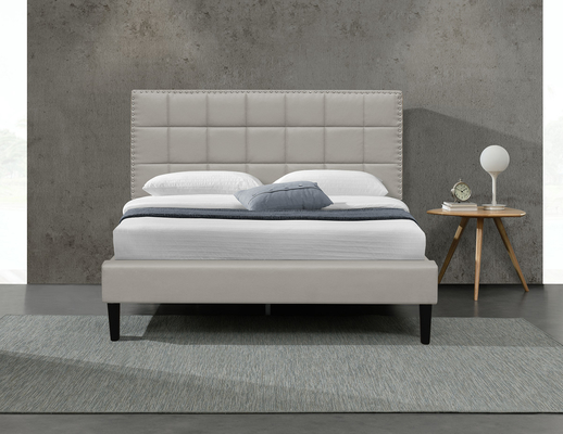 Cadre tufté 140X190Cm de lit de tête de lit du Roi Upholstered Storage Bed de place blanche d'unité centrale