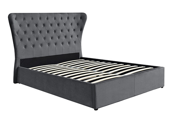 Lit tufté de stockage de velours de haute tête de lit
